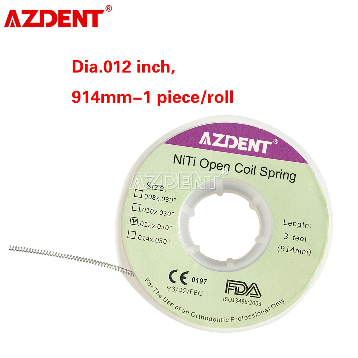 2 Rolls Dental Orthodontic Niti Open Coil Springs Dia .012/010 inch 914mm 1 Piece/Roll