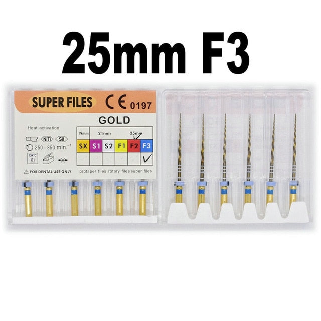 25mm nickel titainium Dental root canal file gold