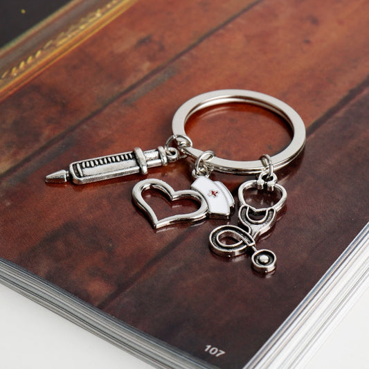 Syringe Stethoscope Keychain