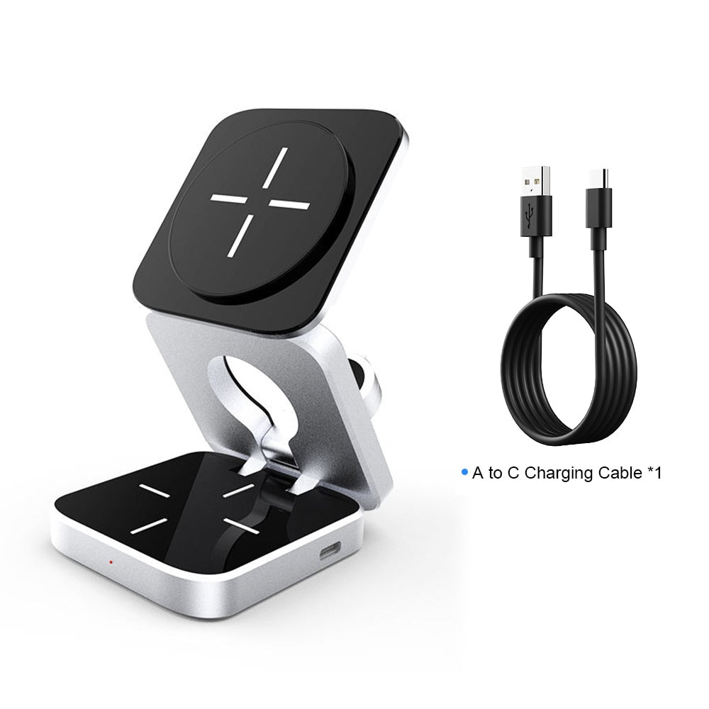 3 In 1 Foldable Magnetic Wireless Charger Stand For iPhone 14, 13, 12 –  iDentalShop