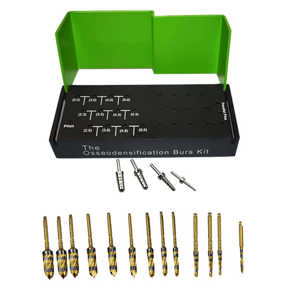 17 Pcs/set Dental Osseodensification Bur Drills Dental Implant Green Kit Surgical