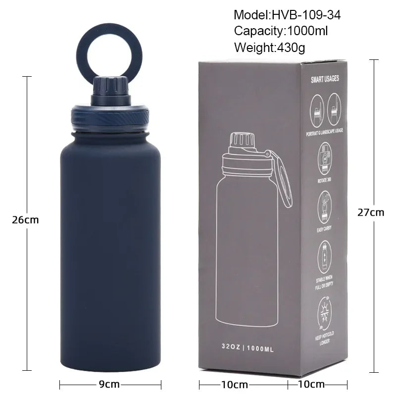 dRing - Magnetic Phone Holder Insulated Cup Stainless Steel Water Bottle 1L /33.8 oz