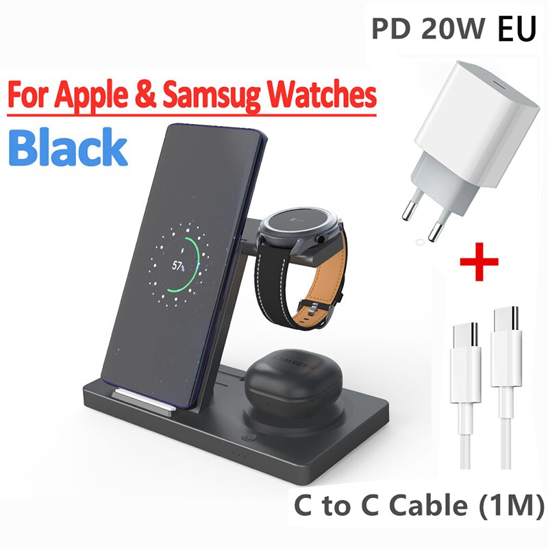5 in 1 Wireless Charger Stand For ALL iPhones and Samsung and watches - Fast Charging Dock Station