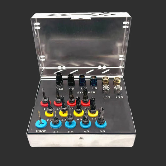 21-Piece Dental Osseodensification Bur Kit – Implant Drill System with Depth Stoppers