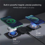 3 in 1 Magnetic Wireless Charger Pad Foldable for iPhone 14 13 12 11 XS X 8 Apple Watch AirPods 15W Fast Charging Dock Station