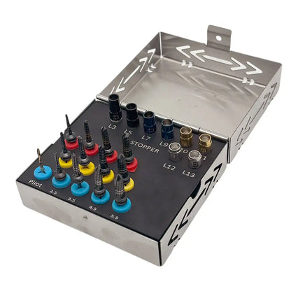 21-Piece Dental Osseodensification Bur Kit – Implant Drill System with Depth Stoppers