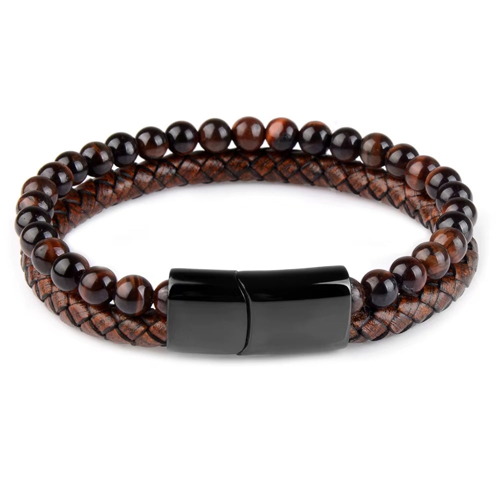 Forato Natural Stone & Braided Leather Bracelet