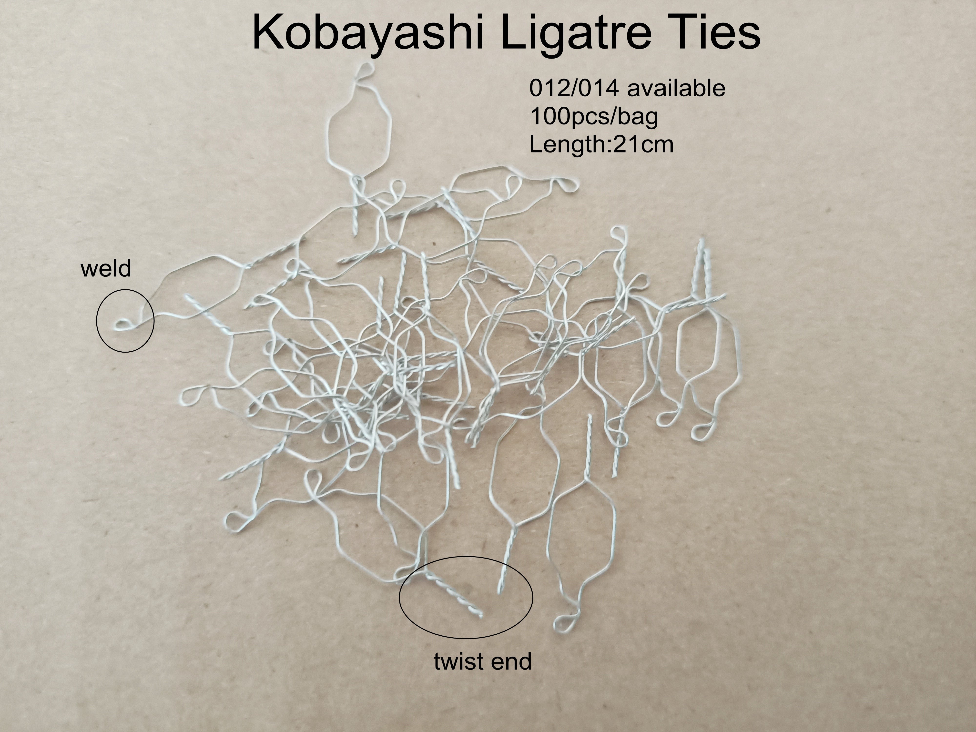 100Pieces Dental Orthodontic Kobayashi Ligature Wire S.S Long Short Twisted 012&quot; 014&quot;