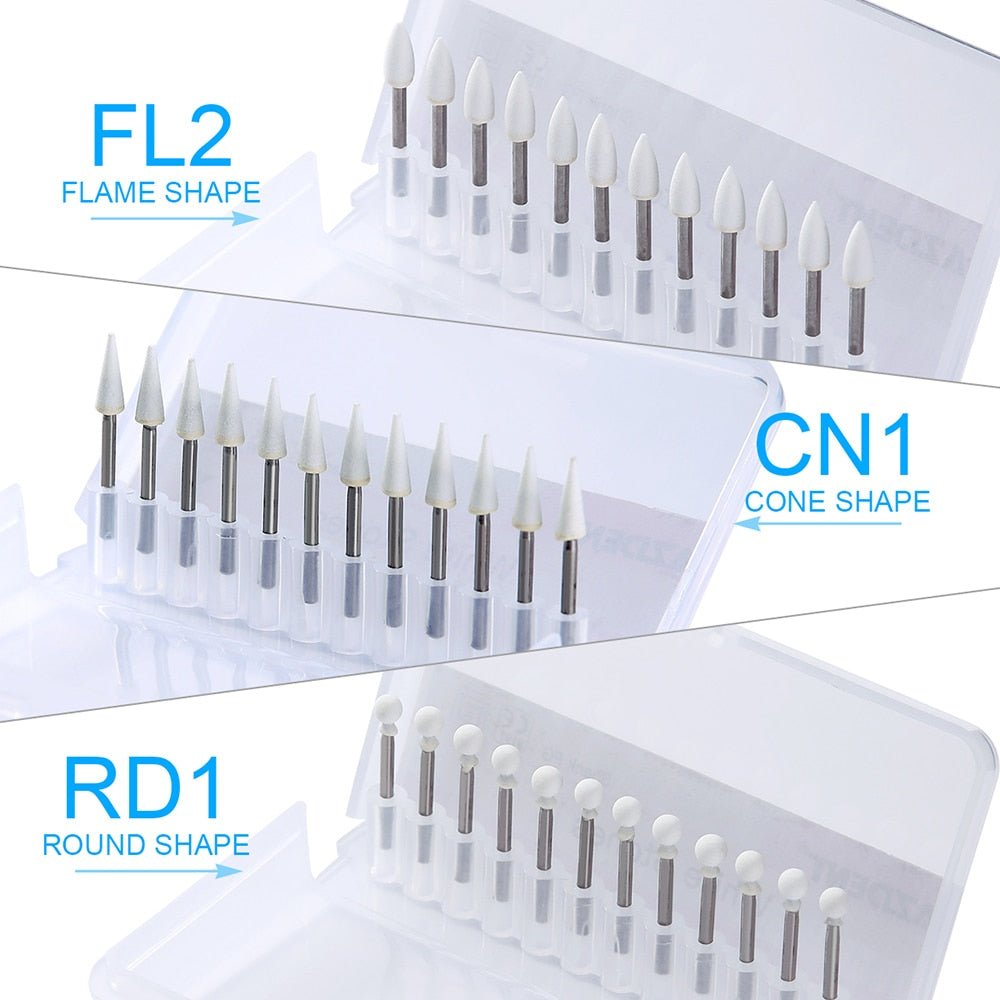 3 Boxes White Stone Polishing FG Burs FL2 CN1 RD1 Fit High Speed Handpiece 1.6mm R.P.M:7,000-10,00