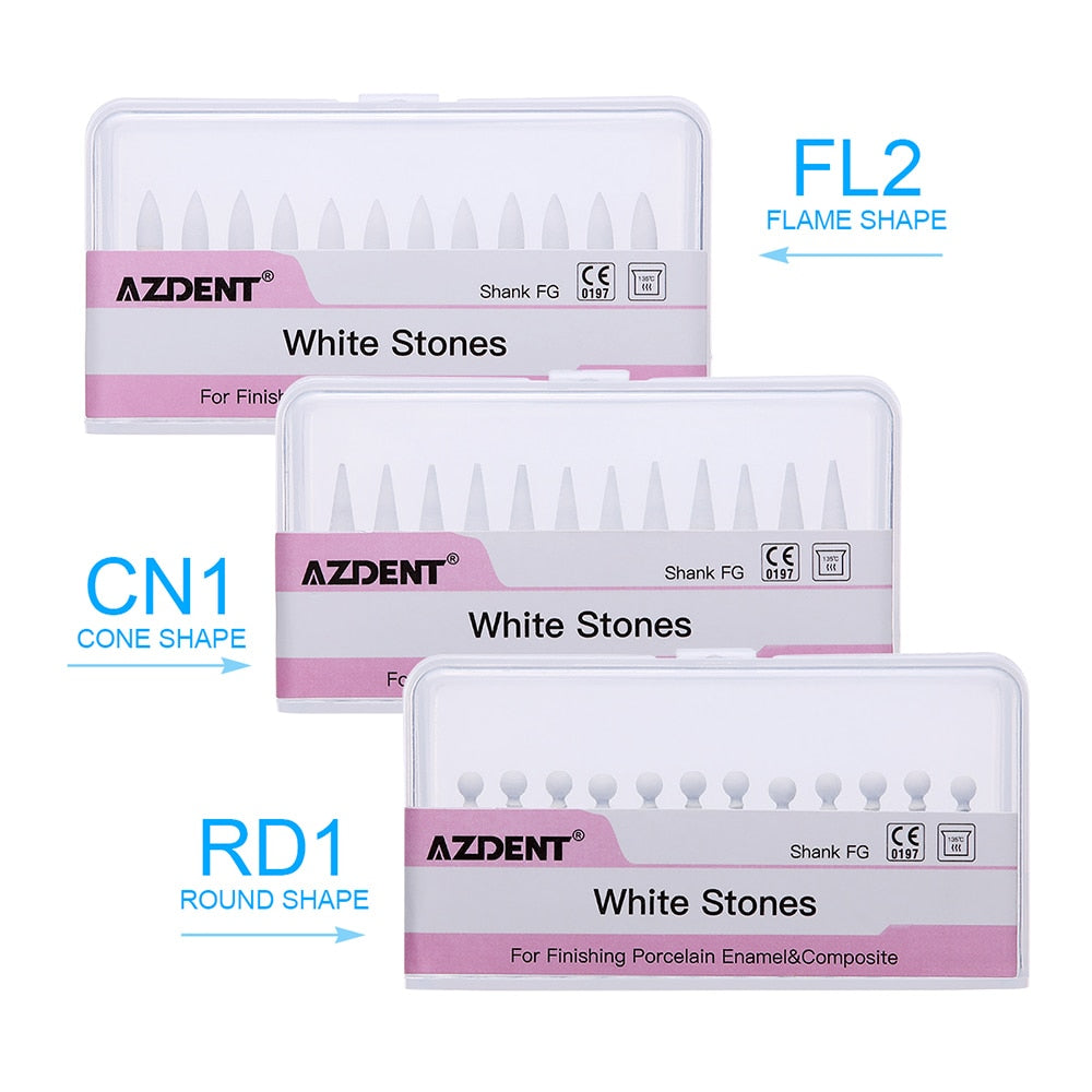 12pcs Dental Flame White Stone Polishing FG Burs Fl2 12pcs Dental Flame White Stone Polishing FG Burs Fl2