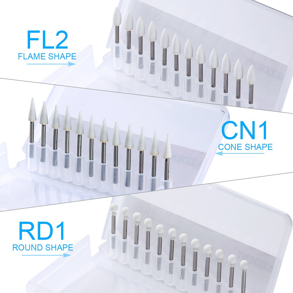 12Pcs/Box Flame White Stone Polishing FG Burs FL2 Abrasion Point Bur Fit High Speed Handpiece 1.6mm