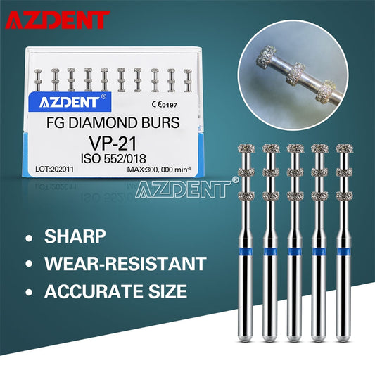 FG Diamond Burs For High Speed Handpiece Medium Grit 1.6mm VP-21 Depth Marking