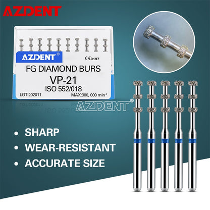 FG Diamond Burs For High Speed Handpiece Medium Grit 1.6mm VP-21 Depth Marking