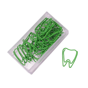 20pcs/box Cute Green Tooth Shape Paper Clips Escolar Bookmarks Photo Memo Ticket Clip Creative Stationery School Office Supplies