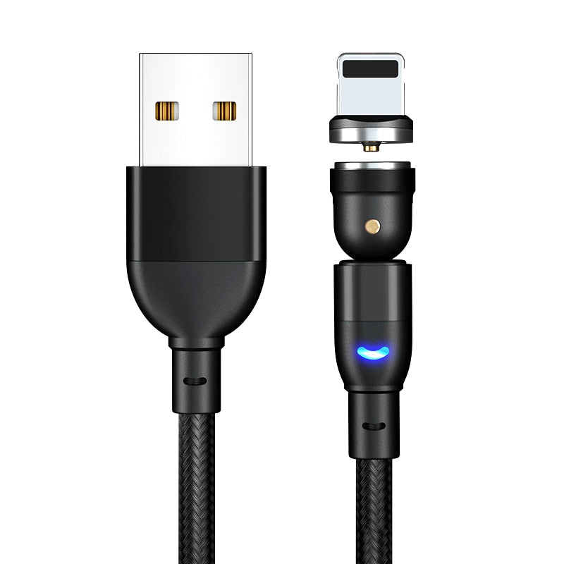 540 Degree Rotating Magnetic Fast Charging Cable - Micro USB Type C Cable for all smartphones
