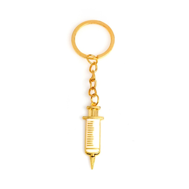 Golden Syringe Stethoscope Keychain