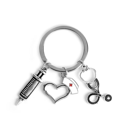 Syringe Stethoscope Keychain