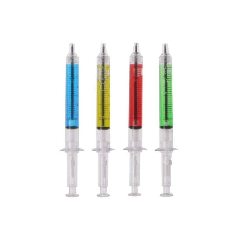 X4 Syringe Gel Pens - Ballpoint Black Ink Liquid,  Medical / Dental Style