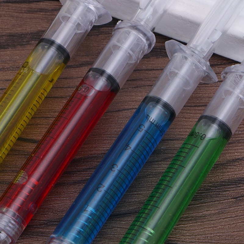 X4 Syringe Gel Pens - Ballpoint Black Ink Liquid,  Medical / Dental Style